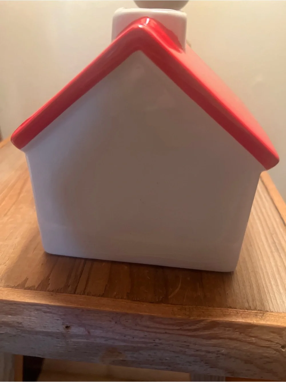 Ceramic Holiday Tea Light Holder - White with Red Roof